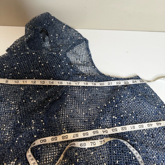 KAK TUS open knit blue cardigan sweater - Picture 7 of 9